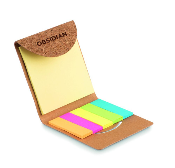 GiftRetail MO9858 - FOLDCORK Eco-Friendly Cork Sticky Note Memo Pad Set