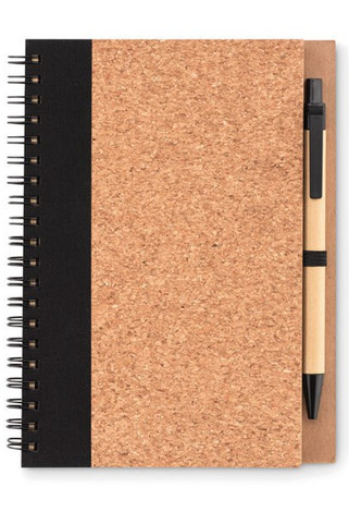 SONORA PLUSCORK Eco-Friendly Cork Notebook with Recycled Pen Set - GiftRetail MO9859