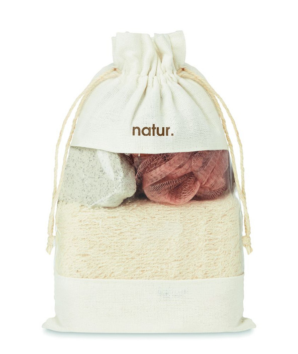 GiftRetail MO9872 - CUIDA SET Luxury Bath Essentials Set in Cotton Pouch