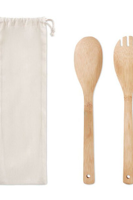 MAYEN SET Eco-Friendly Bamboo Salad Utensil Set - GiftRetail MO9903