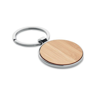 BALLARAT Eco-Friendly Bamboo and Metal Round Key Ring - GiftRetail MO9948