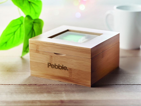 GiftRetail MO9950 - CAMPO TEA Elegant Bamboo Tea Box with Glass Lid and Compartments