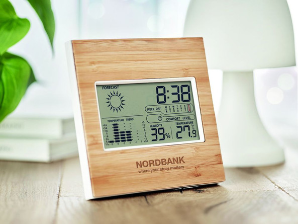 GiftRetail MO9959 - TURKU Wetterstation Bambus