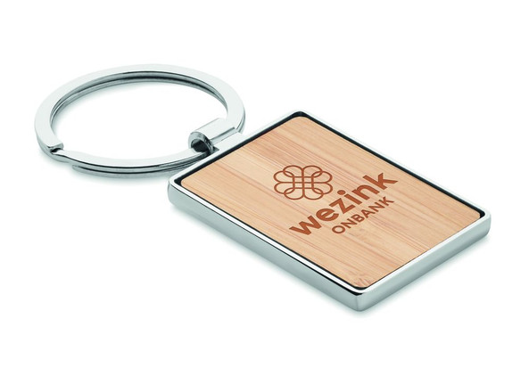 GiftRetail MO9961 - BENDIGO Eco-Friendly Bamboo and Zinc Alloy Key Ring