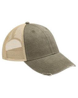 Adams OL102 - 6-Panel Pigment-Dyed Distressed Trucker Cap