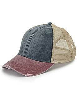 Adams OL102 - Gorra de camionero apenada teñida con pigmento de 6 paneles