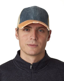 Adams OL102 - Gorra de camionero apenada teñida con pigmento de 6 paneles