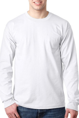 Bayside BA8100 - Adult 6.1 oz., 100% Cotton Long Sleeve Pocket T-Shirt