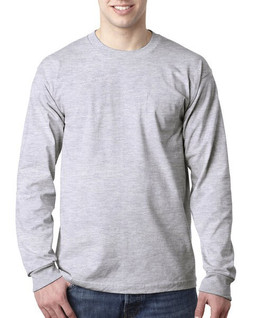 Bayside BA8100 - Adult 6.1 oz., 100% Cotton Long Sleeve Pocket T-Shirt