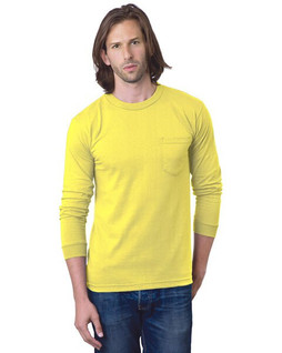 Bayside BA8100 - Adult 6.1 oz., 100% Cotton Long Sleeve Pocket T-Shirt