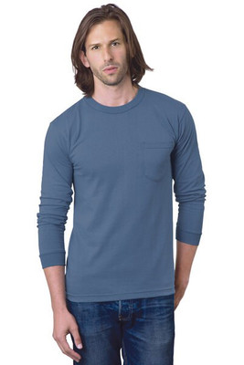 Bayside BA8100 - Adult 6.1 oz., 100% Cotton Long Sleeve Pocket T-Shirt