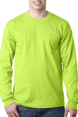 Bayside BA8100 - Adult 6.1 oz., 100% Cotton Long Sleeve Pocket T-Shirt
