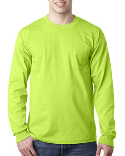 Bayside BA8100 - Adult 6.1 oz., 100% Cotton Long Sleeve Pocket T-Shirt