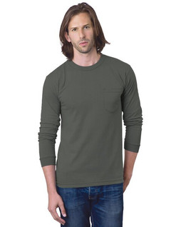 Bayside BA8100 - Adult 6.1 oz., 100% Cotton Long Sleeve Pocket T-Shirt