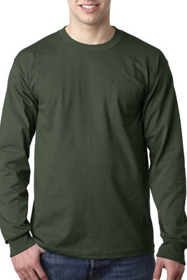 Bayside BA8100 - Adult 6.1 oz., 100% Cotton Long Sleeve Pocket T-Shirt