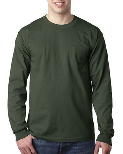 Bayside BA8100 - Adult 6.1 oz., 100% Cotton Long Sleeve Pocket T-Shirt