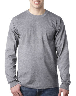 Bayside BA8100 - Adult 6.1 oz., 100% Cotton Long Sleeve Pocket T-Shirt