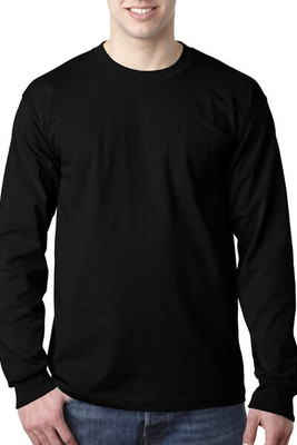 Bayside BA8100 - Adult 6.1 oz., 100% Cotton Long Sleeve Pocket T-Shirt