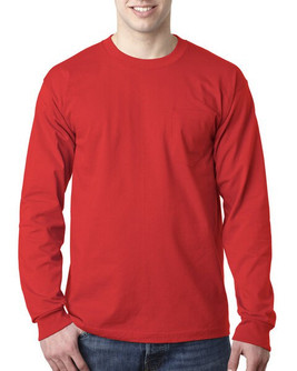 Bayside BA8100 - Adult 6.1 oz., 100% Cotton Long Sleeve Pocket T-Shirt