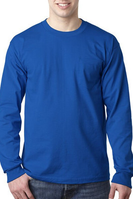 Bayside BA8100 - Adult 6.1 oz., 100% Cotton Long Sleeve Pocket T-Shirt