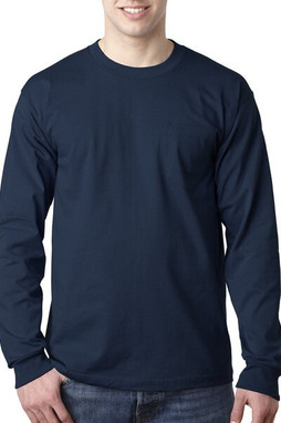 Bayside BA8100 - Adult 6.1 oz., 100% Cotton Long Sleeve Pocket T-Shirt