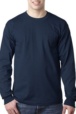Bayside BA8100 - Adult 6.1 oz., 100% Cotton Long Sleeve Pocket T-Shirt