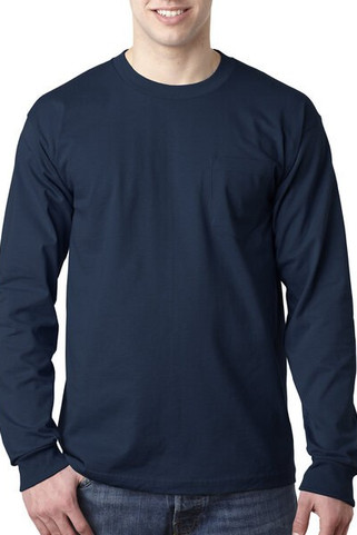 Bayside BA8100 - Adult 6.1 oz., 100% Cotton Long Sleeve Pocket T-Shirt
