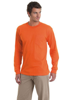 Bayside BA8100 - Adult 6.1 oz., 100% Cotton Long Sleeve Pocket T-Shirt