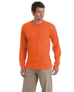 Bayside BA8100 - Adult 6.1 oz., 100% Cotton Long Sleeve Pocket T-Shirt