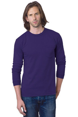 Bayside BA8100 - Adult 6.1 oz., 100% Cotton Long Sleeve Pocket T-Shirt