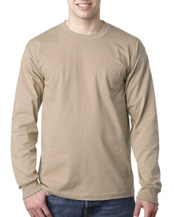 Bayside BA8100 - Adult 6.1 oz., 100% Cotton Long Sleeve Pocket T-Shirt