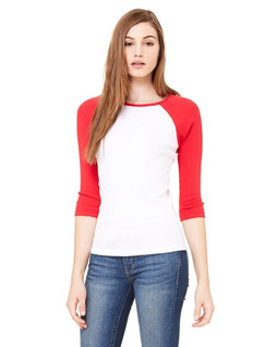 Bella+Canvas B2000 - Ladies Baby Rib 3/4-Sleeve Contrast Raglan T-Shirt