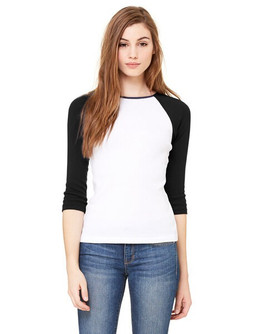 Bella+Canvas B2000 - Ladies Baby Rib 3/4-Sleeve Contrast Raglan T-Shirt
