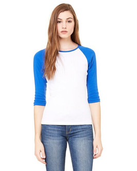 Bella+Canvas B2000 - Ladies Baby Rib 3/4-Sleeve Contrast Raglan T-Shirt