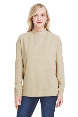J. America JA8428 - Ladies Weekend French Terry Mock Neck Crew