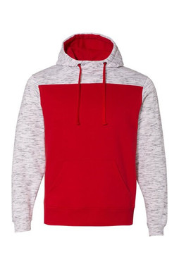 J. America JA8676 - Adult Melange Color Blocked Hooded Sweatshirt