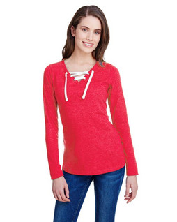 LAT LA3538 - Ladies Long Sleeve Fine Jersey Lace-Up T-Shirt