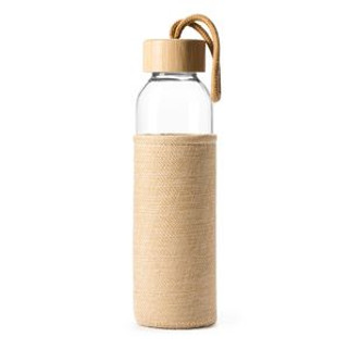 SIBU Glass bottle with an original simulated jute cover and bamboo cap with practical carrying handle - EgotierPro BI4137