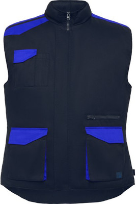 Roly CQ8414 - ARMADA Colete laboral multibolsos de gola alta  e com combinação de cores