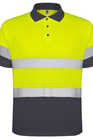 Roly HV9302 - POLARIS Funkční polokošile ze sekce Vysoká viditelnost  s 3 knoflíky a dvěma reflexními pruhy na hrudi a j jedním na rukávu