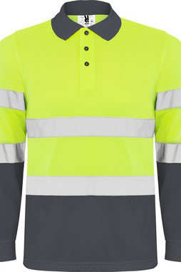 Roly HV9306 - POLARIS L/S Technische poloshirt met lange mouwen en hoge zichtbaarheid