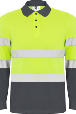 Roly HV9306 - POLARIS L/S Technical high-visibility long-sleeve polo shirt