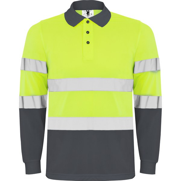 Roly HV9306 - POLARIS L/S Technical high-visibility long-sleeve polo shirt