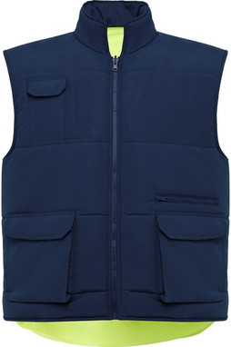 Roly HV9313 - PERSEI Two-sided high-visibility vest with multipockets and high collar