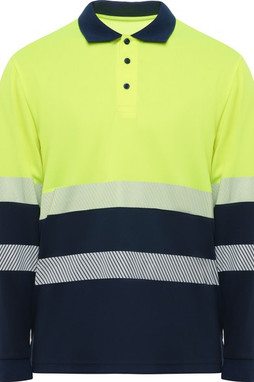 Roly HV9316 - VEGA LS High-visibility long-sleeve polo shirt in technical fabric