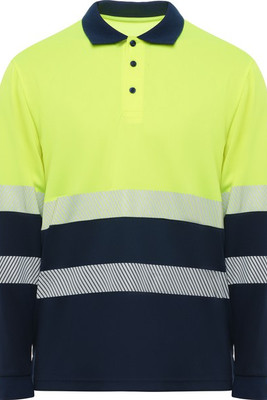 Roly HV9316 - VEGA LS High-visibility long-sleeve polo shirt in technical fabric