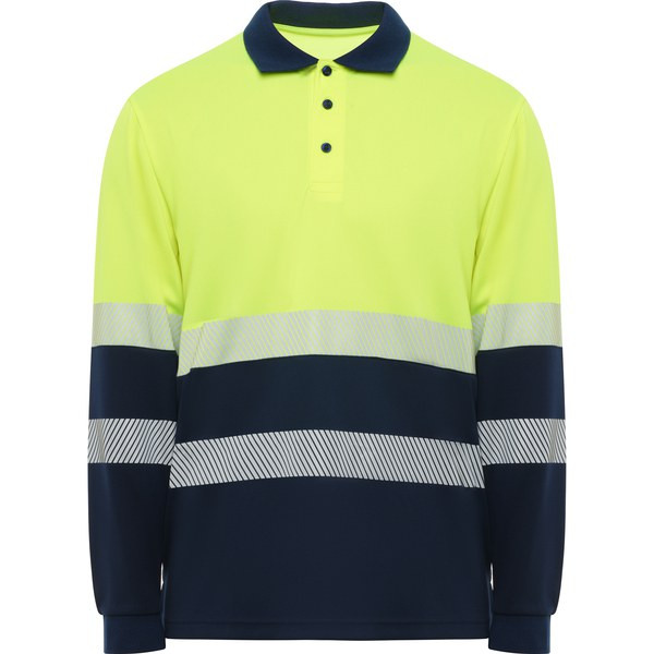 Roly HV9316 - VEGA LS High-visibility long-sleeve polo shirt in technical fabric