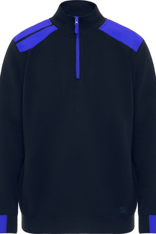 Roly SU8413 - MAVERICK Farblich kombiniertes Sweatshirt mit halbem Reißverschluss und Stehkragen