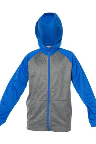 Blank Activewear Y444 - Youth Performance Full Zip Hoodie with Raglan Sleeves
