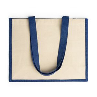 NANTES Bag in laminated jute with long handles and both sides in cotton - EgotierPro BO7110